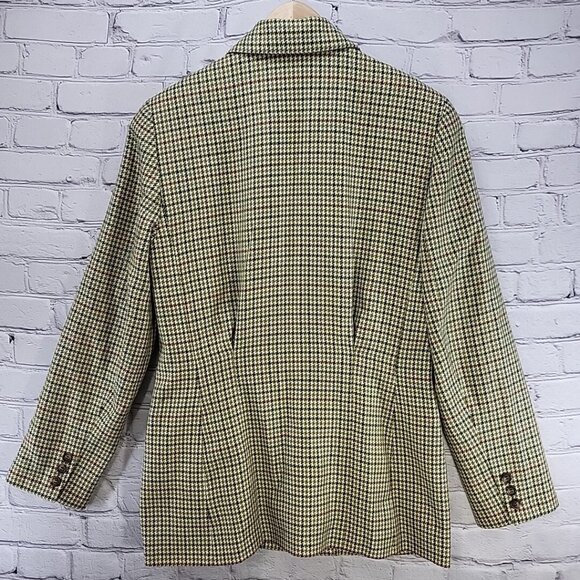 Ann Taylor Wool Blazer Jacket Houndstooth Green Plaid Sz 6 Vintage Y2K - Picture 8 of 11